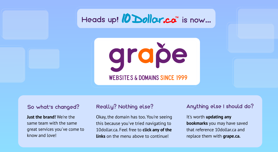 10dollar.ca rebranded to grape.ca!